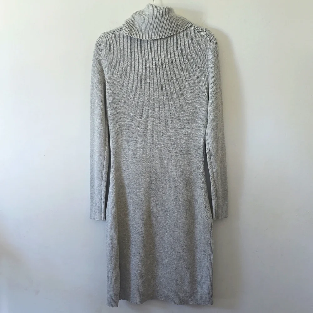 Lauren Ralph Lauren Gray Knit Turtleneck Sweater Dress Size Small